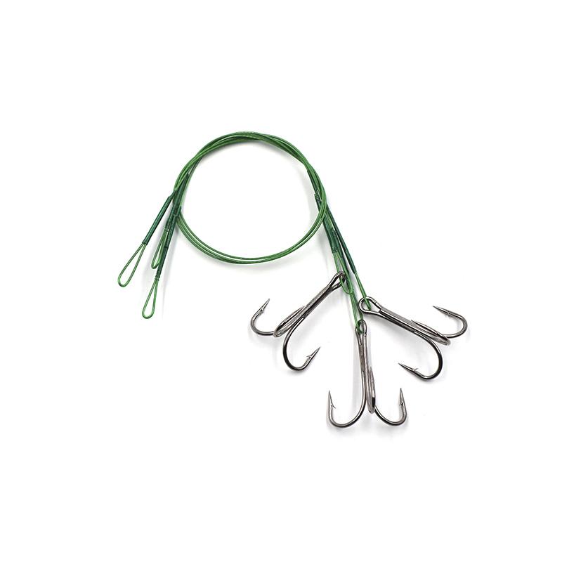 Поводок стальной NAMAZU Leader 1х7 Nylon Coated Green, d-0,33 мм, L-20 см, с тройным крючком 35647 R