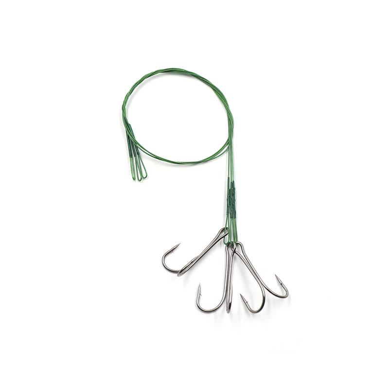 Поводок стальной NAMAZU Leader 1х7 Nylon Coated Green, d-0,33 мм, L-30 см, с двойным крючком 7826 Do