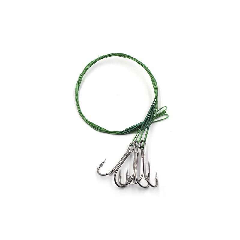 Поводок стальной NAMAZU Leader 1х7 Nylon Coated Green, d-0,33 мм, L-30 см, с тройным крючком 35647 R