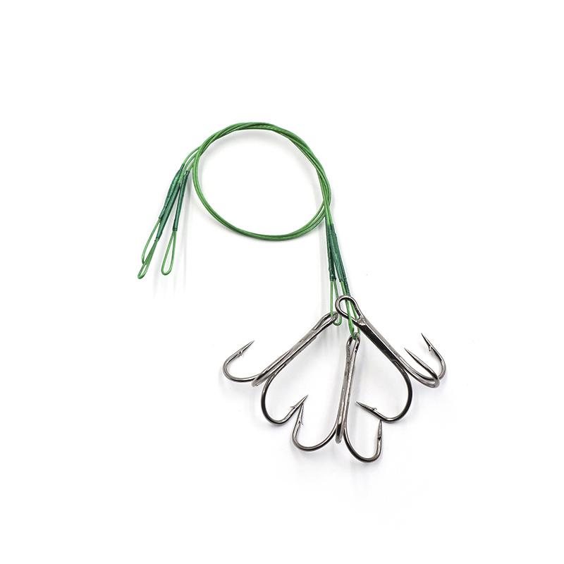 Поводок стальной NAMAZU Leader 1х7 Nylon Coated Green, d-0,39 мм, L-20 см, с тройным крючком 35647 R