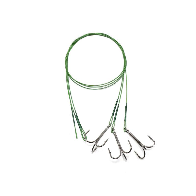 Поводок стальной NAMAZU Leader 1х7 Nylon Coated Green, d-0,48 мм, L-40 см, с тройным крючком 35647 R