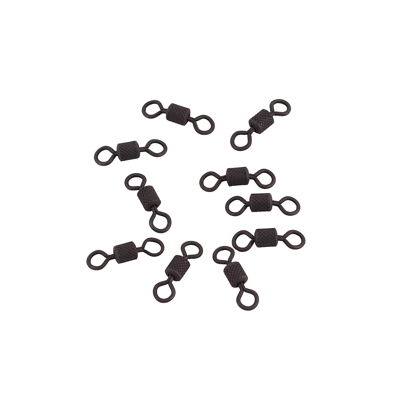 Вертлюг Namazu Pro ROLLING RIBBED SWIVEL, латунь, цв. Carbon, р. 2, test-43 кг (уп. 10 шт.) - 3