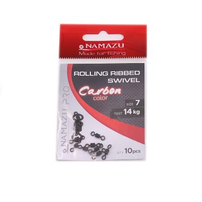 Вертлюг Namazu Pro ROLLING RIBBED SWIVEL, латунь, цв. Carbon, р. 7, test-14 кг (уп. 10 шт.) - 1