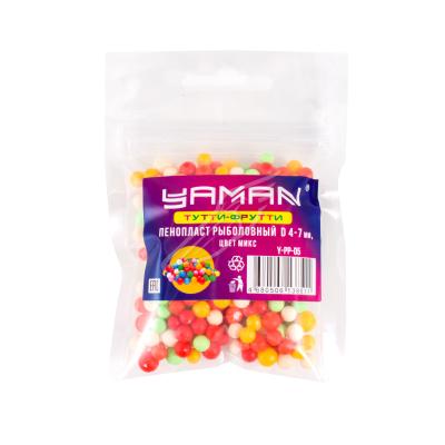 Пенопласт рыболовный Yaman Тутти-фрутти, d 4-7 мм, цв. микс (уп. 250 шт) - 1