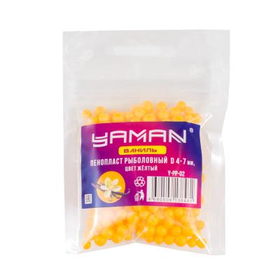 Пенопласт рыболовный Yaman Ваниль, d 4-7 мм, цв. жёлтый (уп. 250 шт) - 1