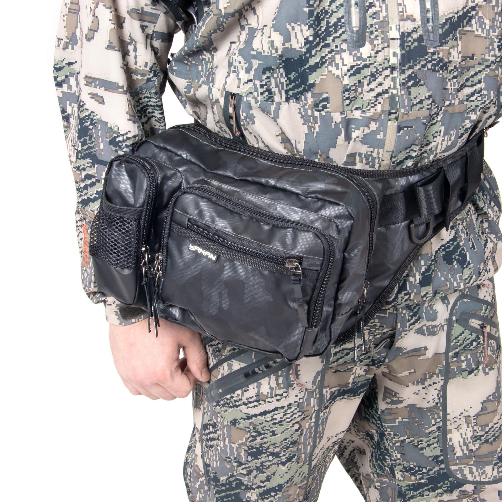 Сумка рыболовная "Yaman" Fishing Hip Bag, 28х21х17 см, цв. серый камуфляж - 10
