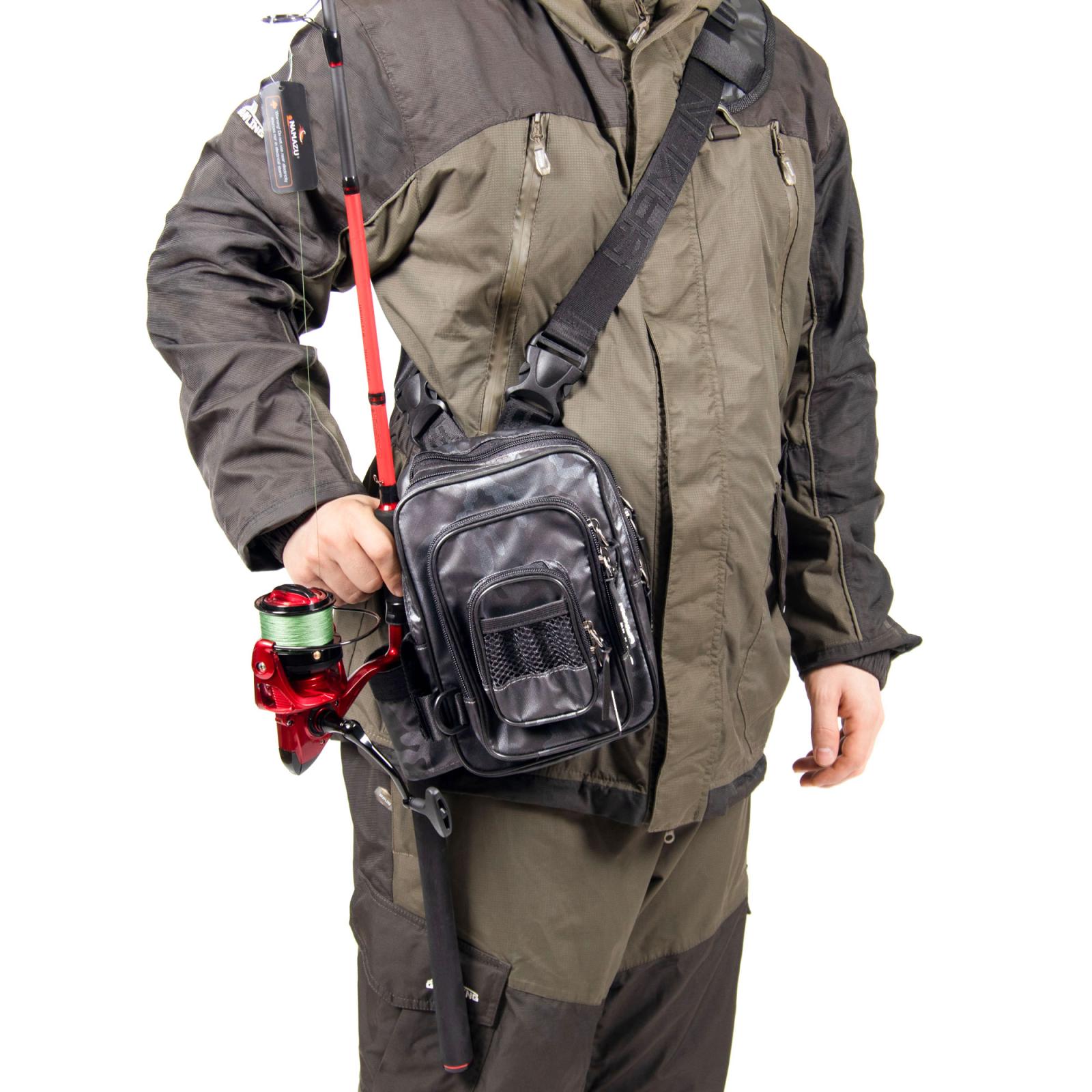 Сумка рыболовная "Yaman" Street Fishing MultiLock Pocket, 16х19х24 см, цв. серый камуфляж - 7