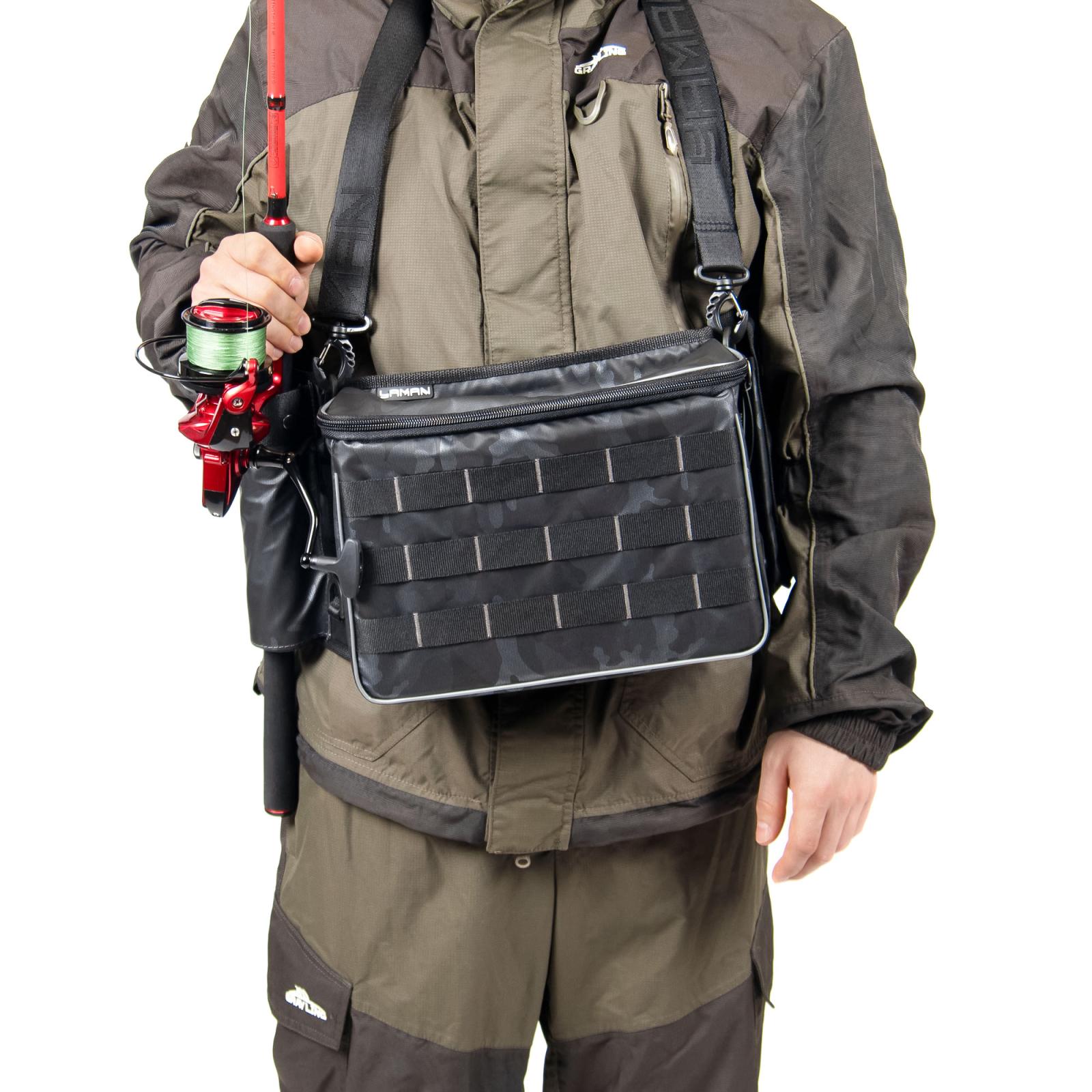 Сумка рыболовная поясная "Yaman" Fishing Belt Bag, 74х22х10 см, цв. сер.камуфляж + 2 кор. LUNO 20 - 7