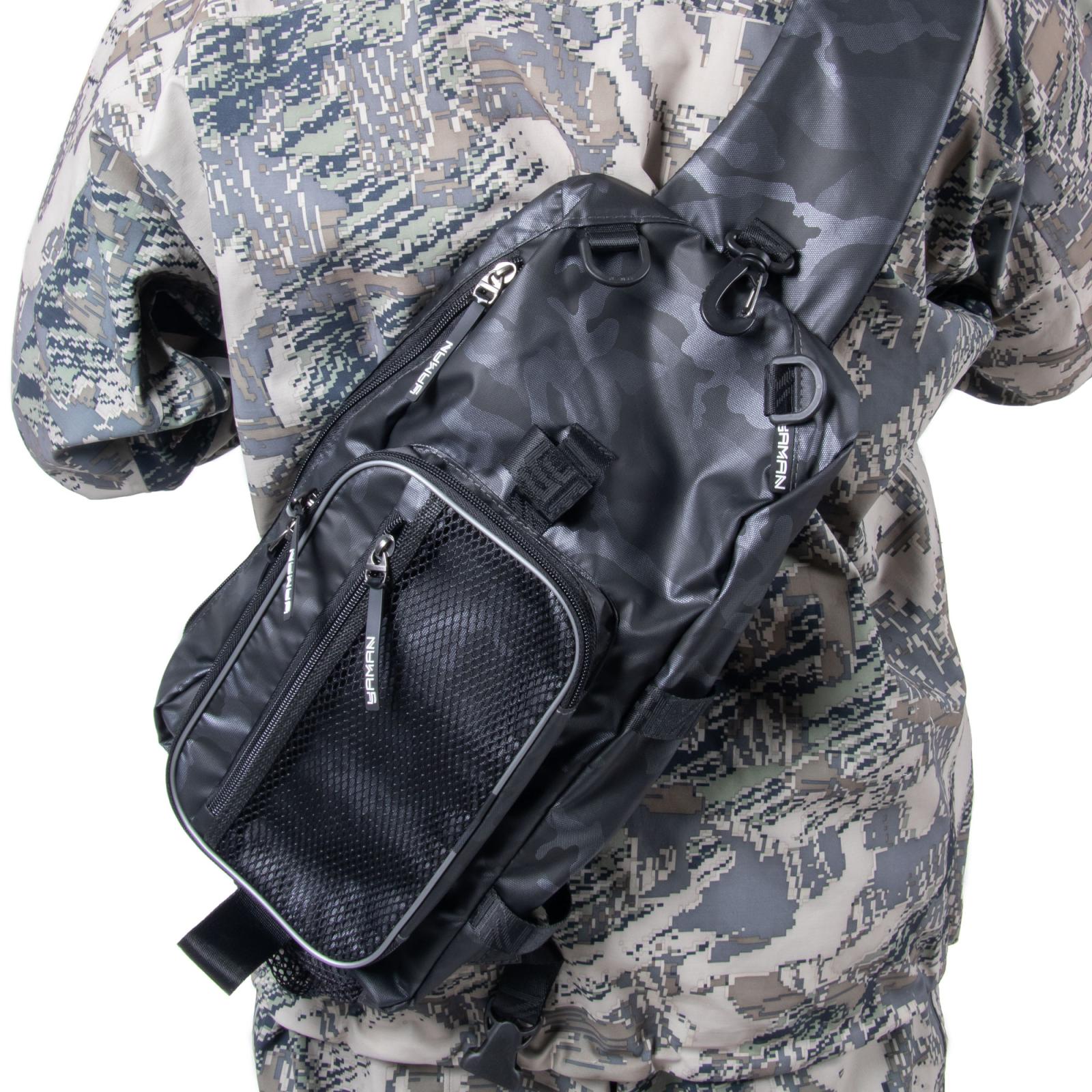 Сумка-рюкзак рыболовная "Yaman" Sling Shoulder Bag, 44х24х17 см, цв. серый камуфляж - 9