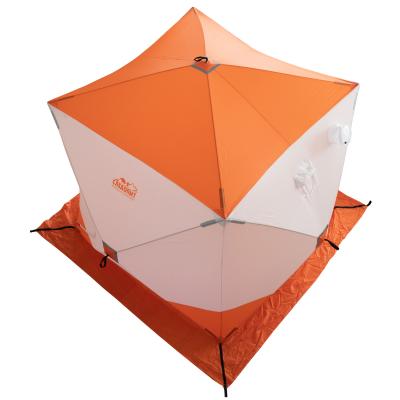 Палатка зимняя куб СЛЕДОПЫТ 2,1 х2,1 м, Oxford 210D PU 1000, S по полу 4,4 кв.м, цв. оранжевый/белый - 10
