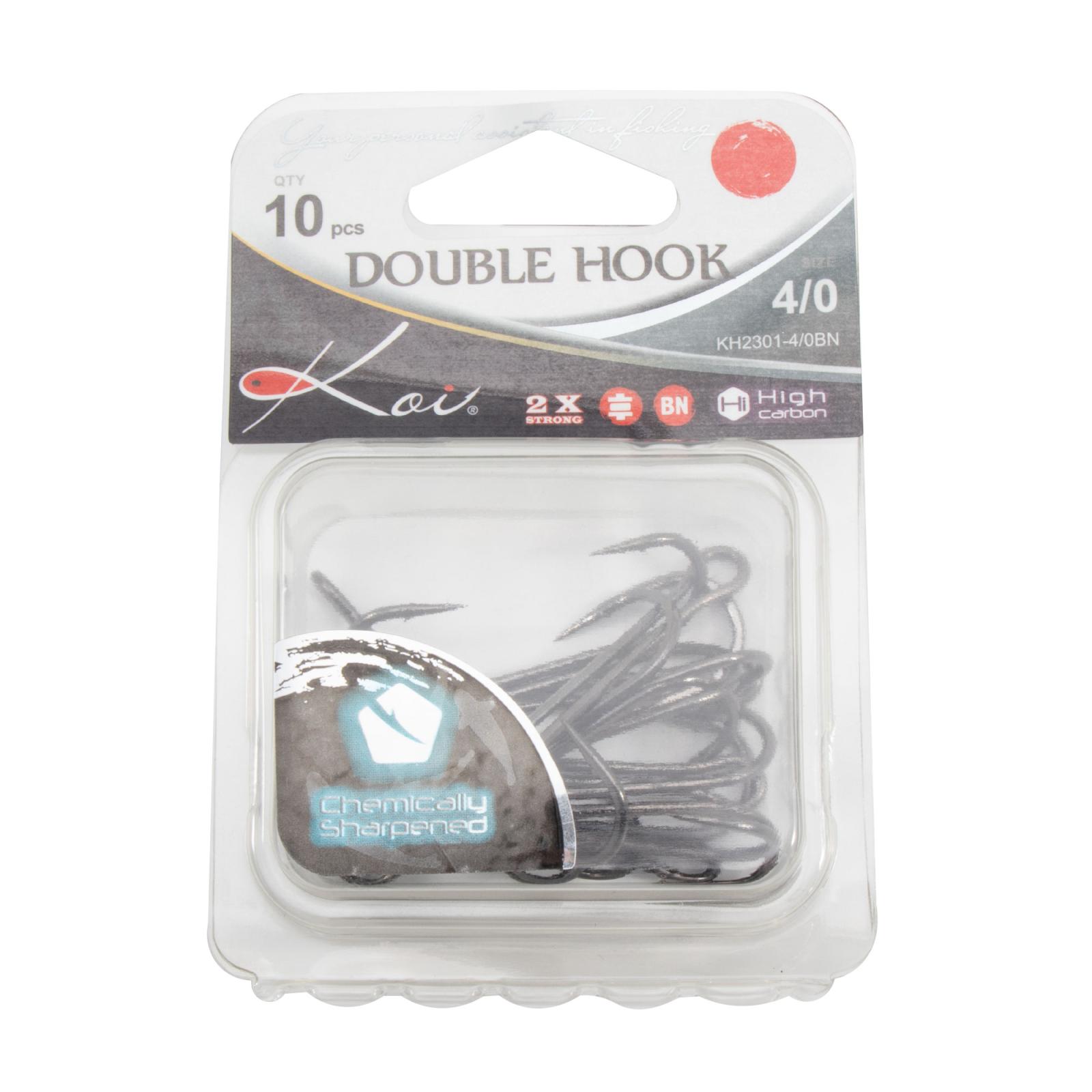 Крючок KOI "DOUBLE HOOK", размер 4/0 (INT), цвет BN, двойник (10 шт.) - 4