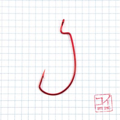 Крючок KOI "SUPER LOCK WORM ", размер 2/0 (INT), цвет RED, офсетный (10 шт.) - 1