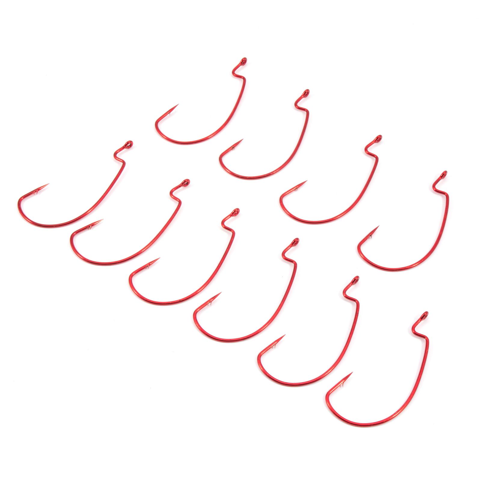 Крючок KOI "SUPER LOCK WORM ", размер 3/0 (INT), цвет RED, офсетный (10 шт.) - 2