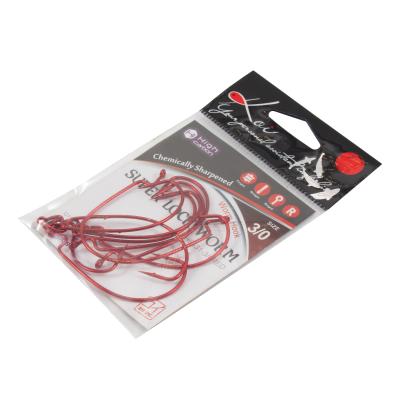 Крючок KOI "SUPER LOCK WORM ", размер 3/0 (INT), цвет RED, офсетный (10 шт.) - 5