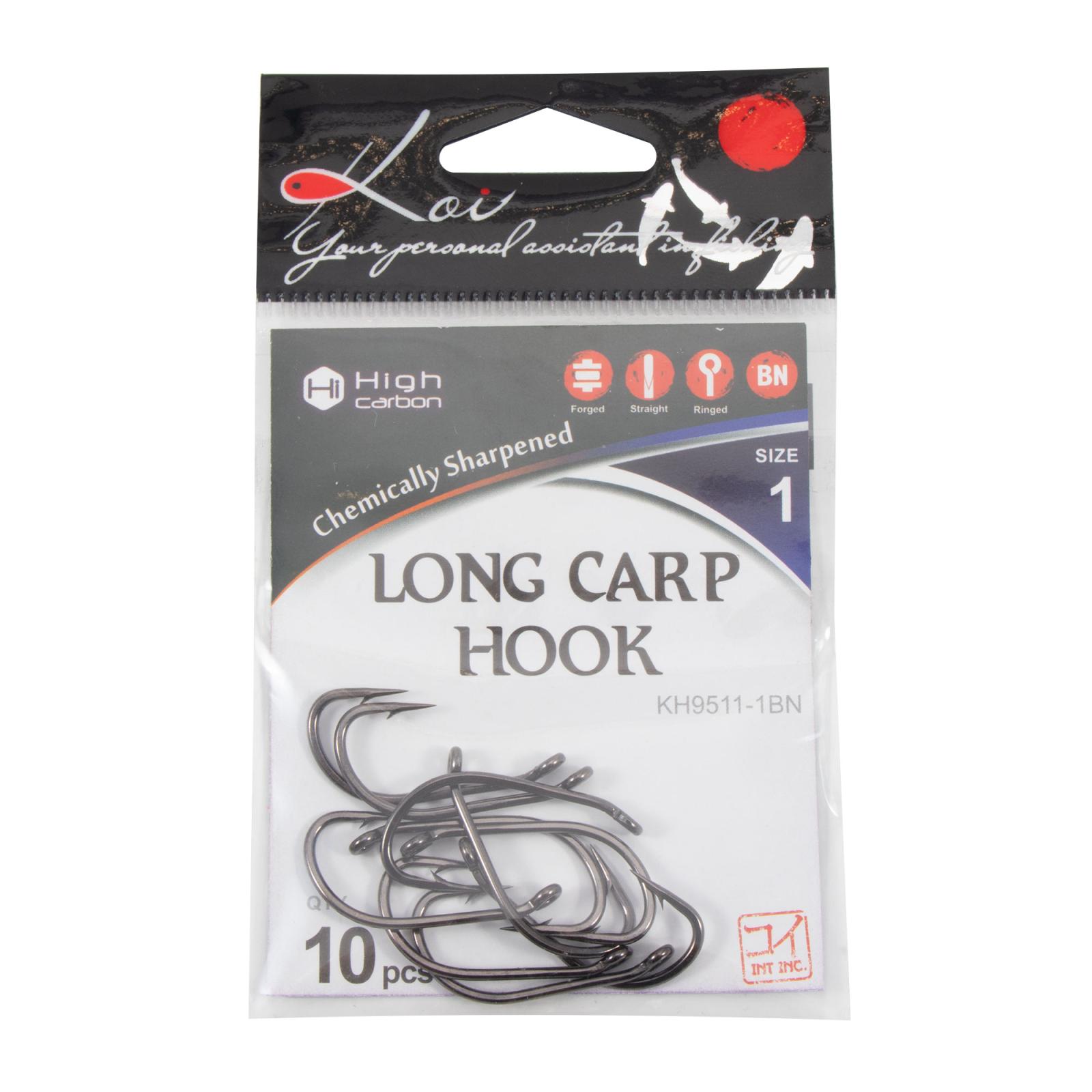 Крючок KOI "LONG CARP HOOK", размер 1 (INT), цвет BN (10 шт.) - 4