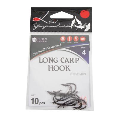Крючок KOI "LONG CARP HOOK", размер 4 (INT), цвет BN (10 шт.) - 4