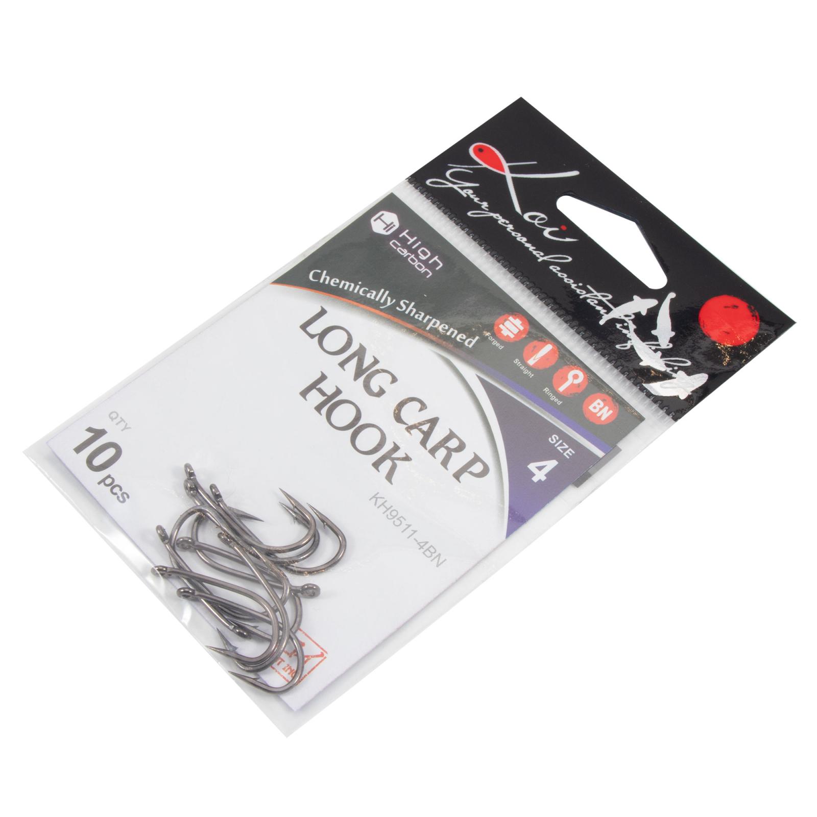 Крючок KOI "LONG CARP HOOK", размер 4 (INT), цвет BN (10 шт.) - 5