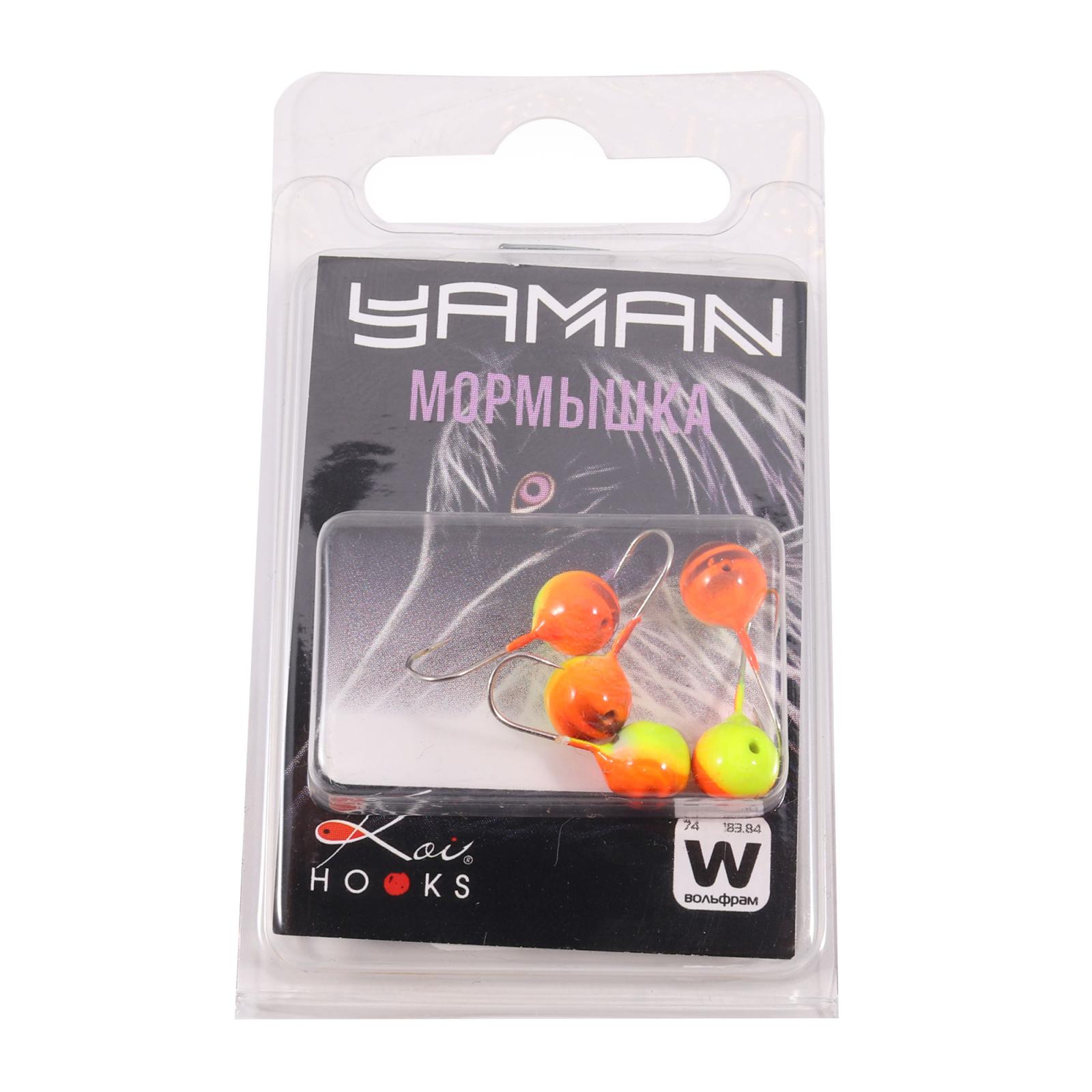 Мормышка вольф"ЯМАН"Шар с отв, р.6, вес 1,90 цв.жел.-оранж.(уп.5 шт.) - 5