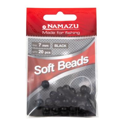 Бусина фидерная Namazu Soft Beads, PVC, d-7 мм, круглая, цв. черный (20 шт.) - 2