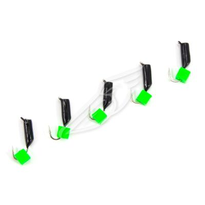 Мормышка безнасад. ЯМАН "Гвоздекубик" черный, d-2,5 мм, вес 0,6 г, ядреный кубик зеленый (уп. 5 шт.) - 3