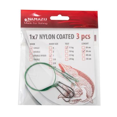 Поводок стальной NAMAZU Leader 1х7 Nylon Coated Green, d-0,33 мм, L-30 см, с одинарным крючком 92247 - 5