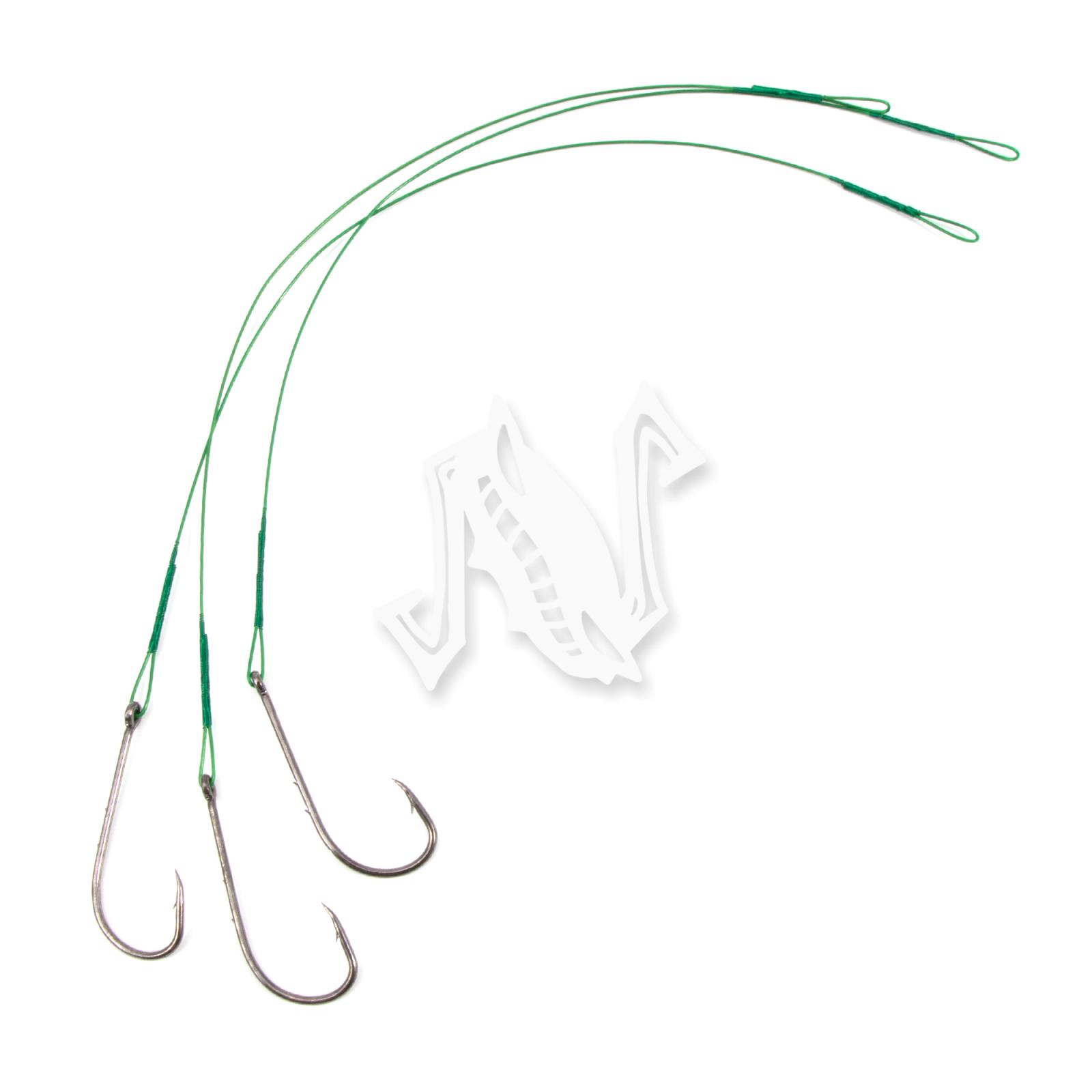 Поводок стальной NAMAZU Leader 1х7 Nylon Coated Green, d-0,42 мм, L-20 см, с одинарным крючком 92247 - 2