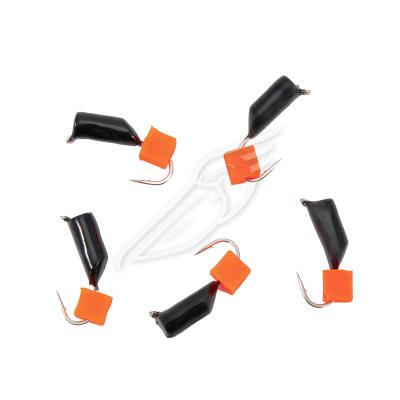 Мормышка безнасад. ЯМАН "Гвоздекубик" черный, d-3 мм, вес 0,85 г, ядреный кубик красный (уп. 5 шт.) - 1