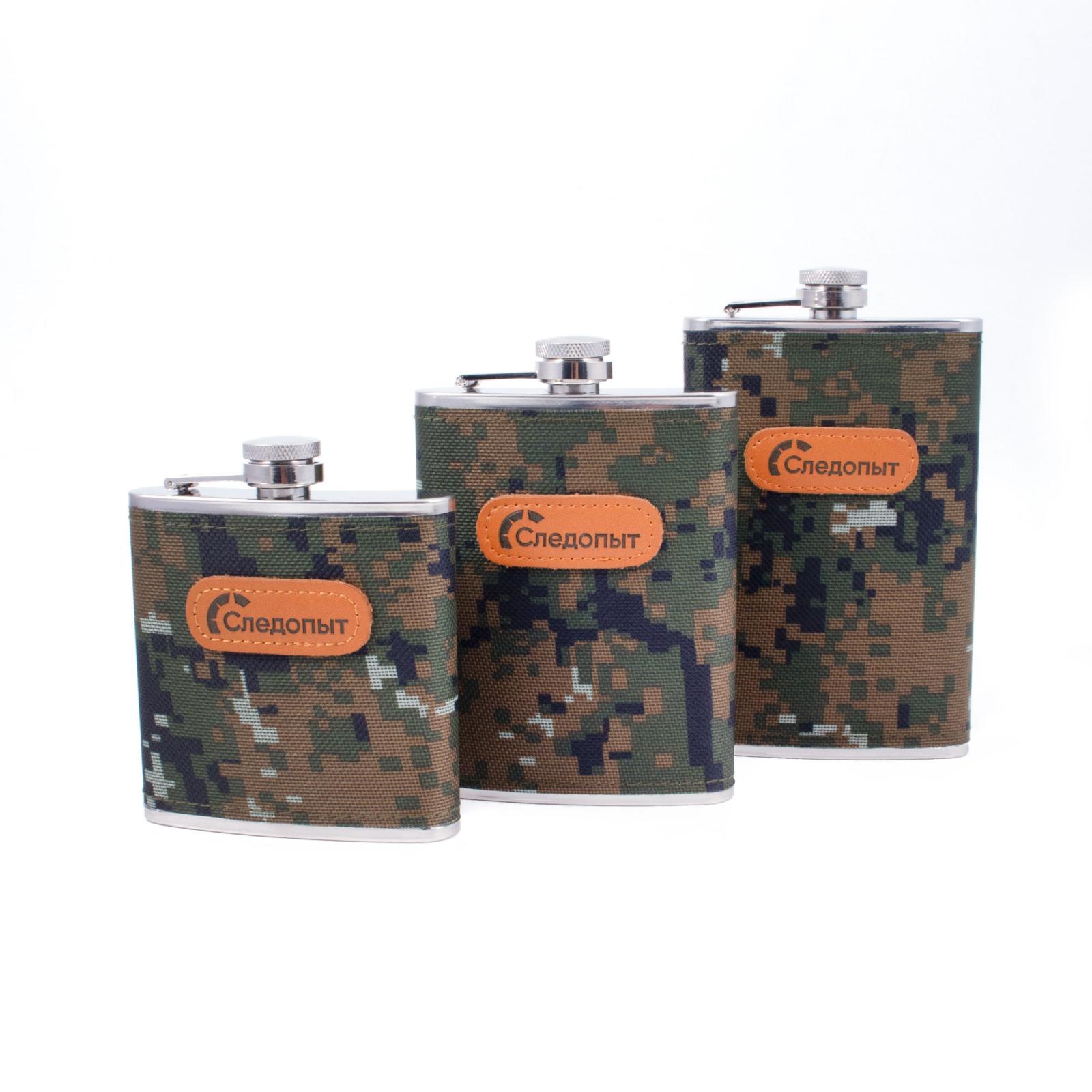 Фляжка "СЛЕДОПЫТ", в оплетке из oxford camo pixel, 180 мл - 6