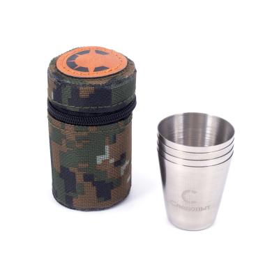 Рюмка "СЛЕДОПЫТ" 25 мл в тубе из oxford camo pixel, рюмки без оплетки, 4 шт - 2