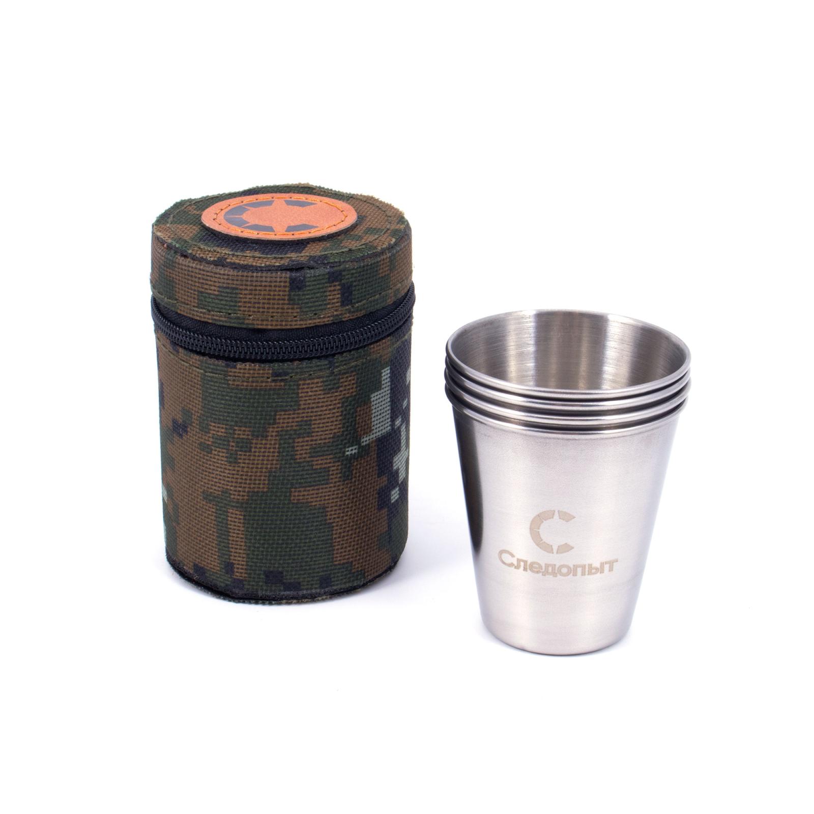 Рюмка "СЛЕДОПЫТ" 60 мл в тубе из oxford camo pixel, рюмки без оплетки, 4 шт - 2