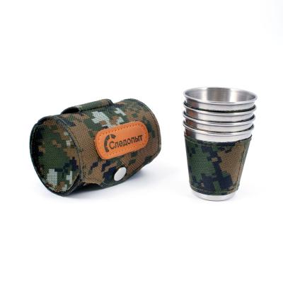 Рюмка "СЛЕДОПЫТ" 60 мл в оплетке и тубе из oxford camo pixel, 4 шт - 2