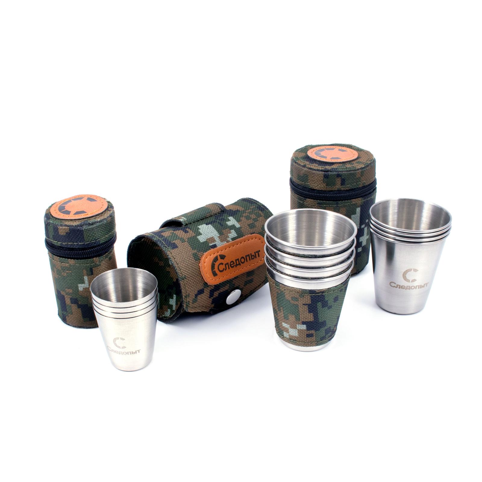 Рюмка "СЛЕДОПЫТ" 60 мл в оплетке и тубе из oxford camo pixel, 4 шт - 5