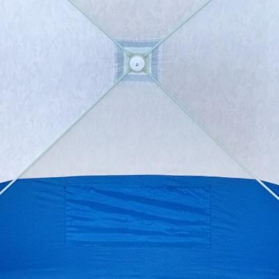 Палатка зимняя куб СЛЕДОПЫТ 2,1 х2,1 м,Oxford 210D PU 1000,S по полу 4,4 кв.м,цв.синий/белый с принт - 6