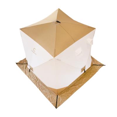 Палатка зимняя куб СЛЕДОПЫТ 1,8 х1,8 м, Oxford 210D PU 1000, S по полу 3,2 кв.м, цв. оливковый/бел - 5