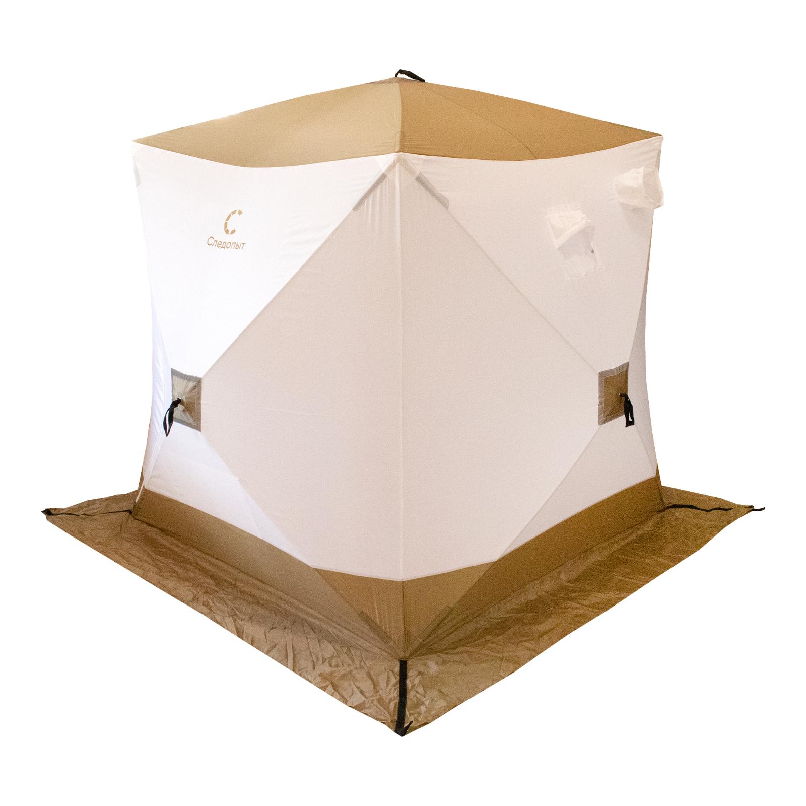 Палатка зимняя куб СЛЕДОПЫТ 1,8 х1,8 м, Oxford 210D PU 1000, S по полу 3,2 кв.м, цв. оливковый/бел - 7