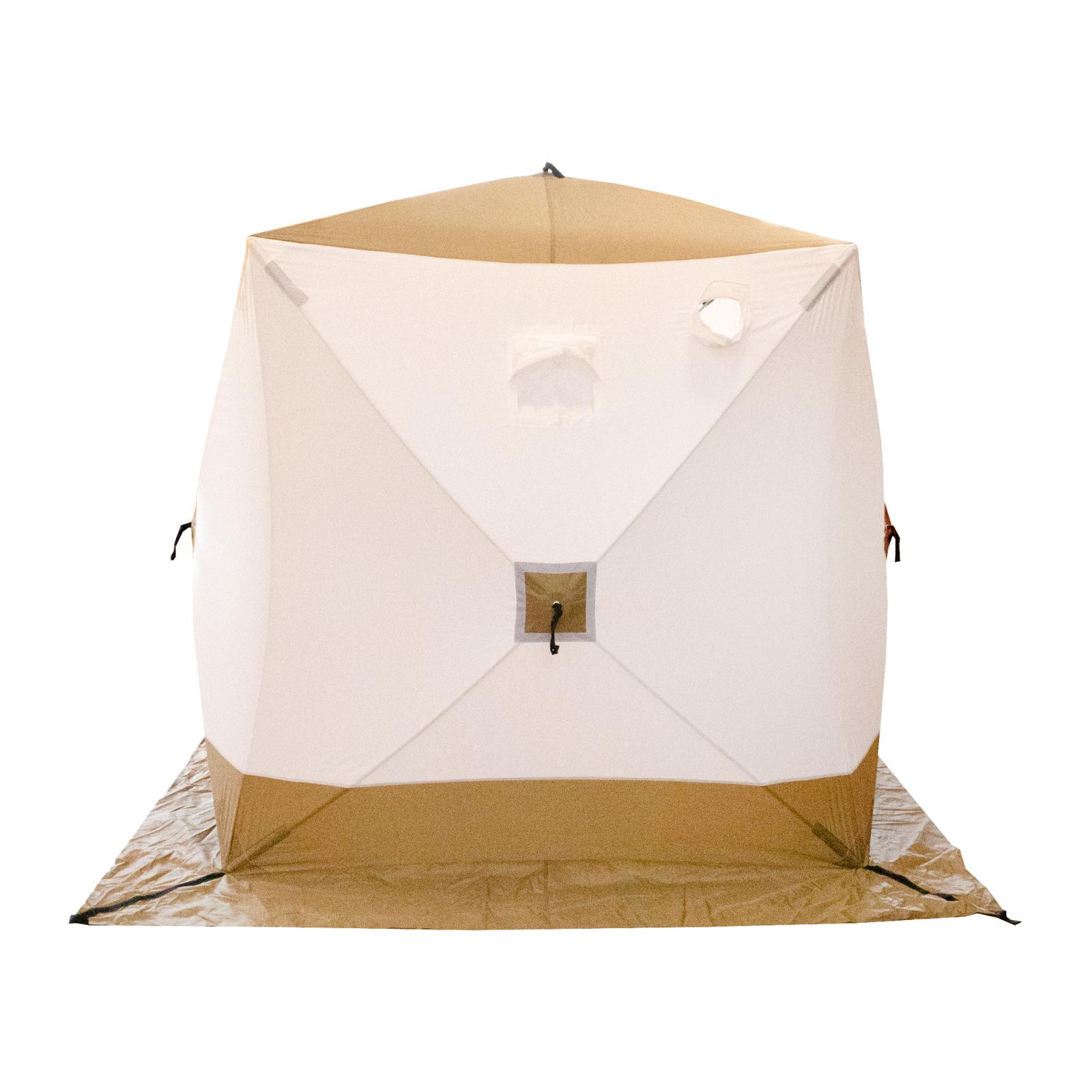 Палатка зимняя куб СЛЕДОПЫТ 1,8 х1,8 м, Oxford 210D PU 1000, S по полу 3,2 кв.м, цв. оливковый/бел - 8