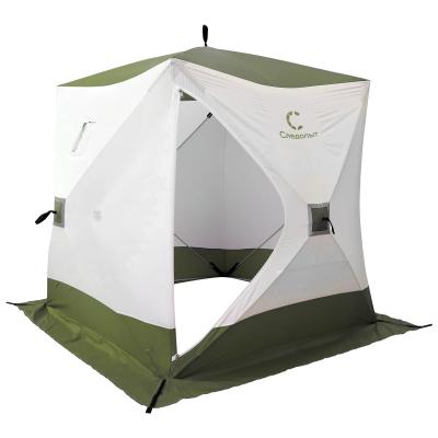 Палатка зимняя куб СЛЕДОПЫТ 2,1 х2,1 м, Oxford 210D PU 1000, S по полу 4,4 кв.м, цв. оливковый/белый - 1