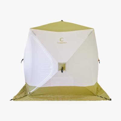 Палатка зимняя куб СЛЕДОПЫТ 2,1 х2,1 м, Oxford 210D PU 1000, S по полу 4,4 кв.м, цв. оливковый/белый - 3