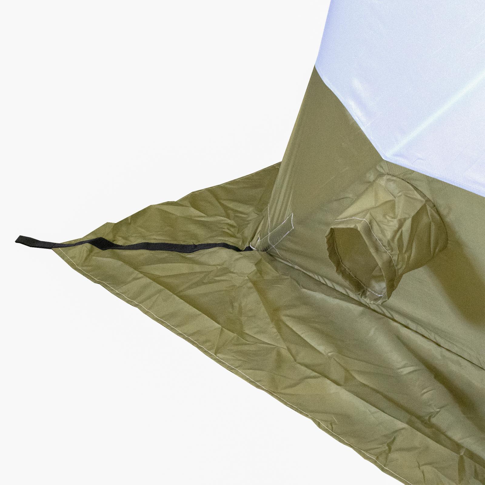 Палатка зимняя куб СЛЕДОПЫТ 2,1 х2,1 м, Oxford 210D PU 1000, S по полу 4,4 кв.м, цв. оливковый/белый - 4