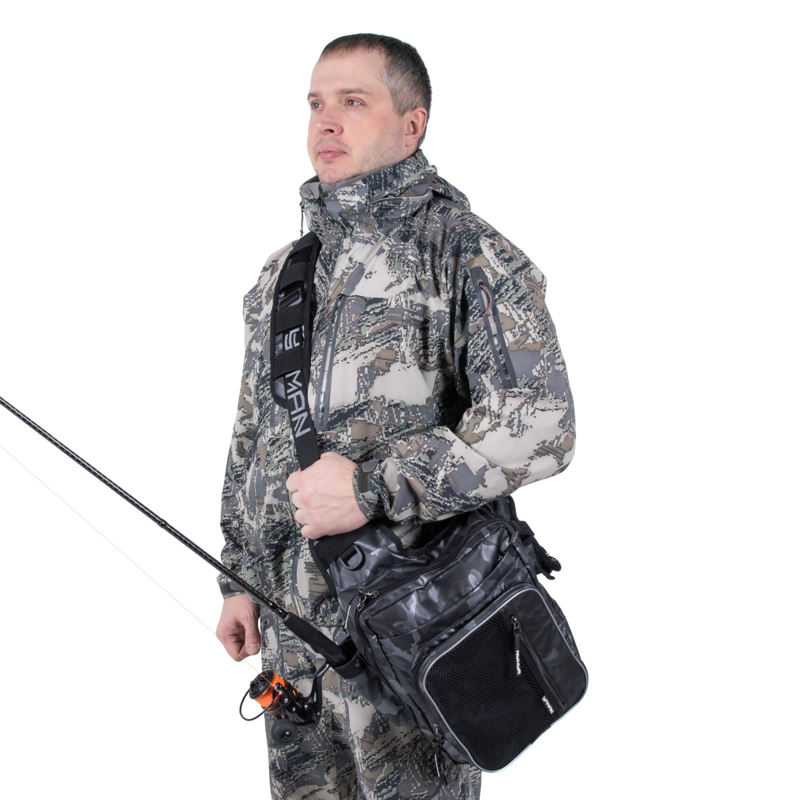 Сумка рыболовная "Yaman" Fishing Shoulder Bag, 40х43х10 см, цв. серый камуфляж - 6