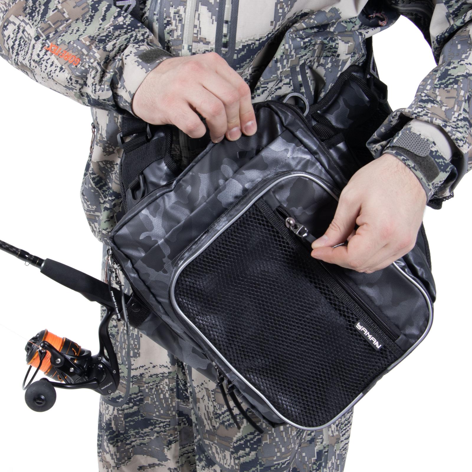 Сумка рыболовная "Yaman" Fishing Shoulder Bag, 40х43х10 см, цв. серый камуфляж - 9