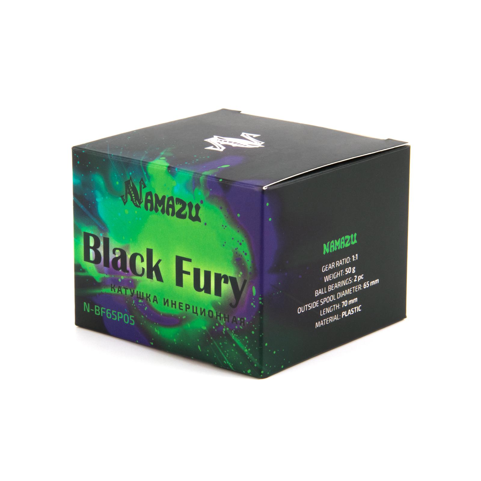 Катушка инерционная Namazu Black Fury, пластиковая, 2 подшипника, р. 6,5 см - 6