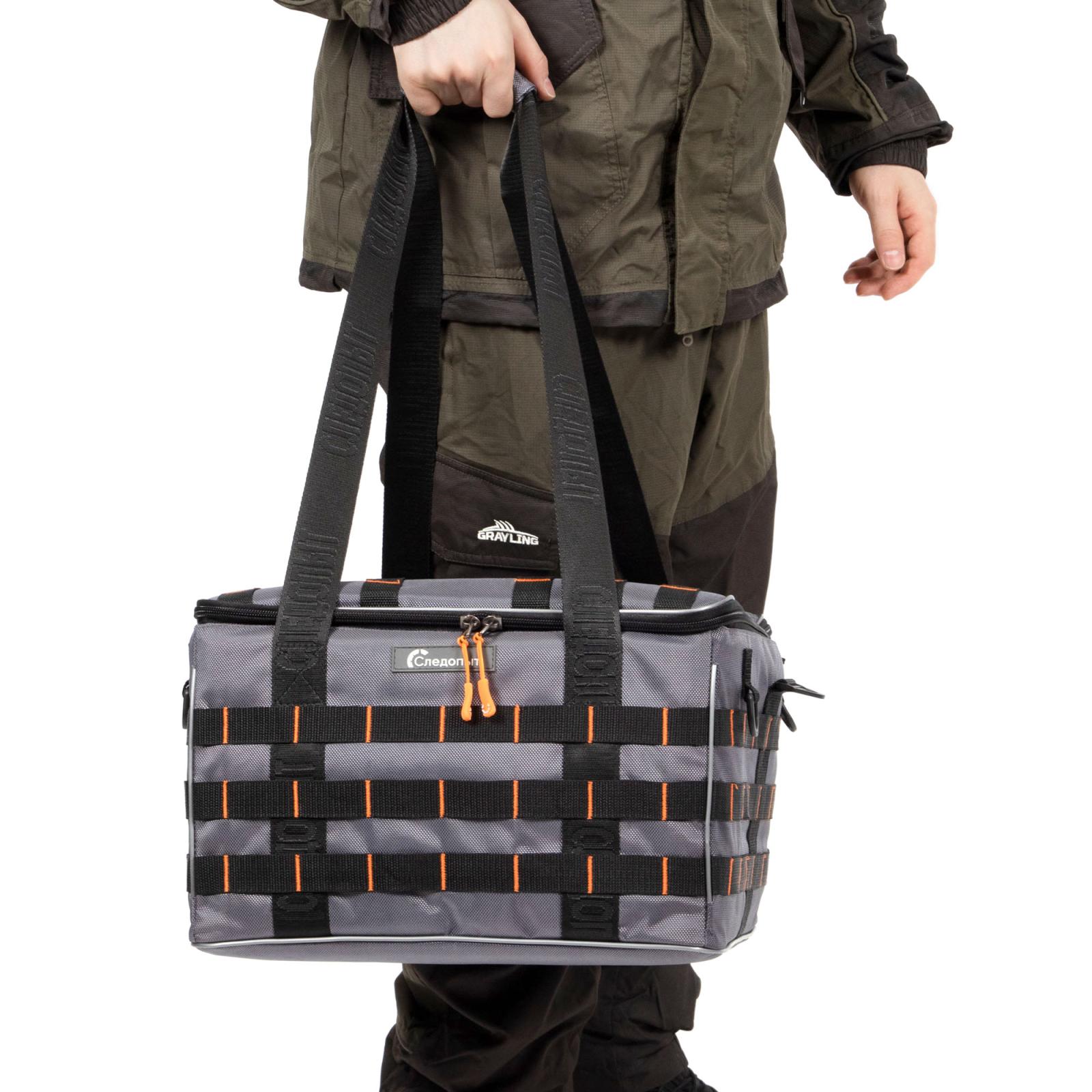 Сумка рыболовная "СЛЕДОПЫТ" Base Lure Bag XXL, 38х38х25 см, без коробок, цв. серый - 6
