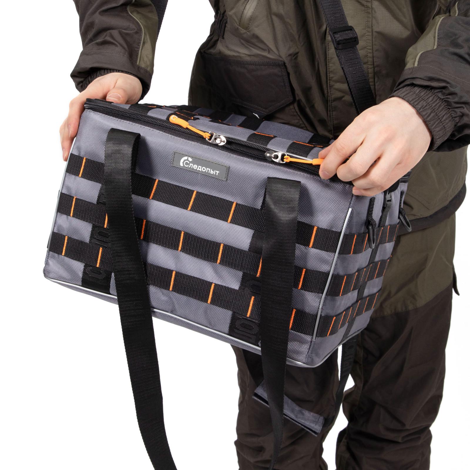 Сумка рыболовная "СЛЕДОПЫТ" Base Lure Bag XXL, 38х38х25 см, без коробок, цв. серый - 7