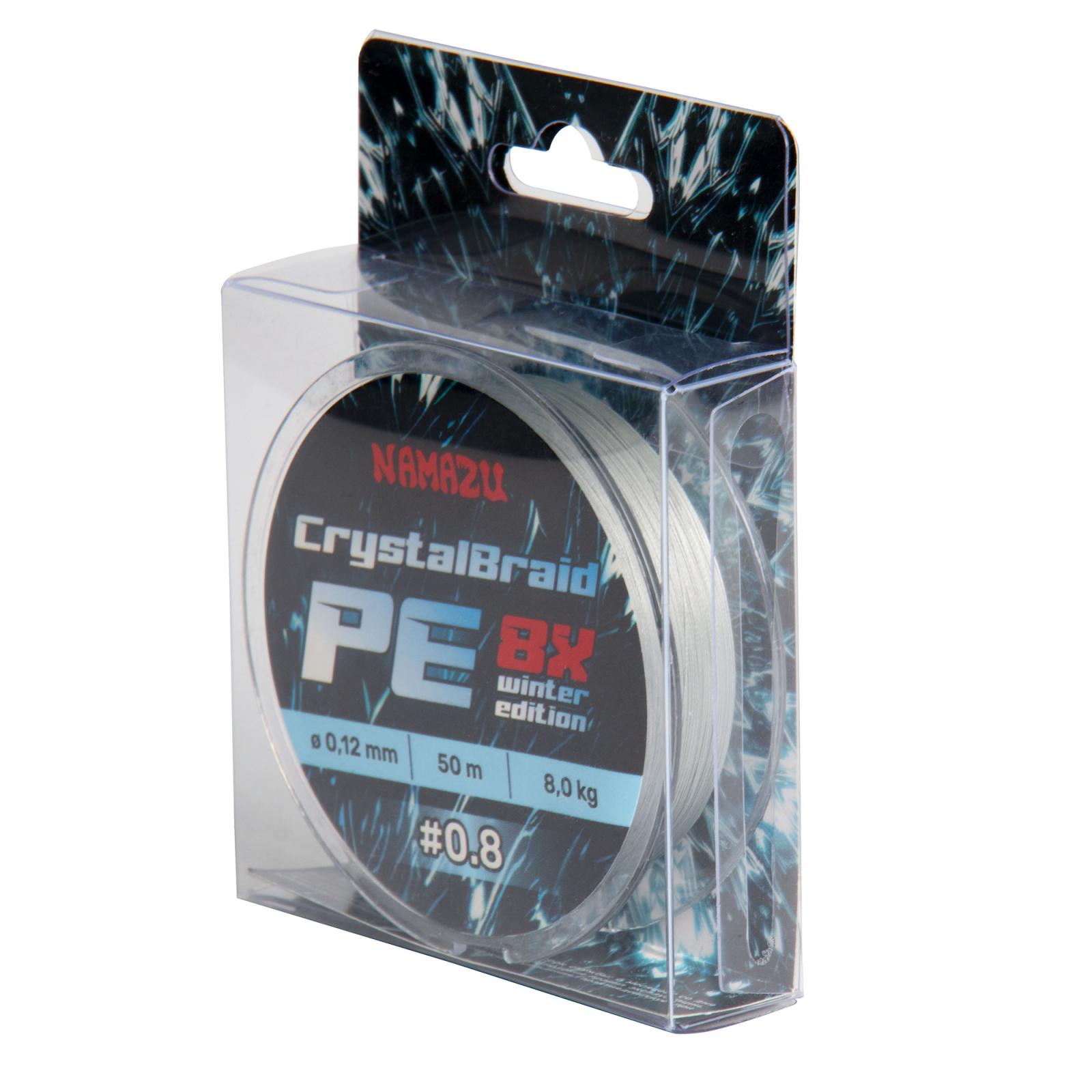 Шнур плетеный Namazu CrystalBraid PE 8Х, #0.8, L-50 м, d-0,12 мм, test-8 кг, серый - 4