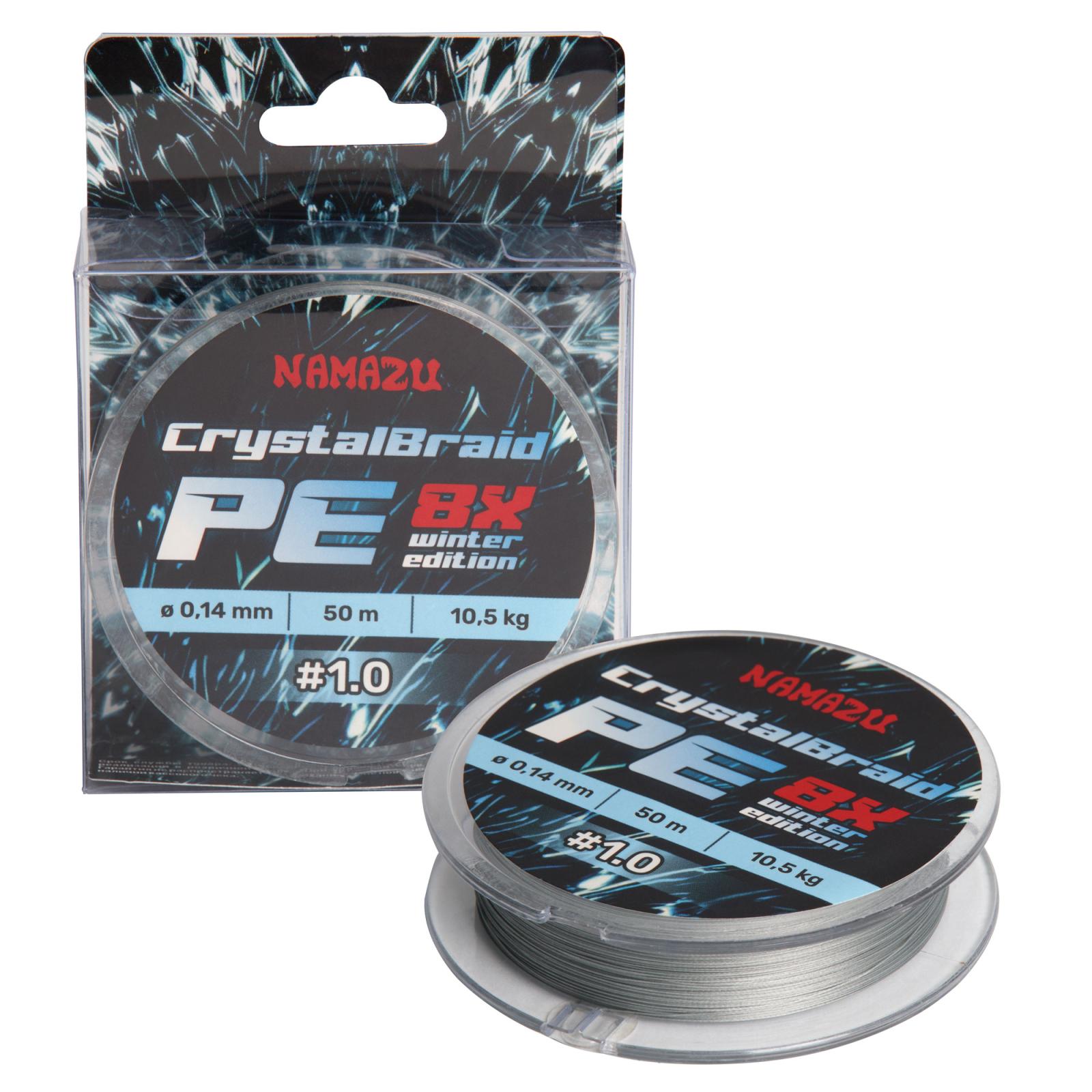 Шнур плетеный Namazu CrystalBraid PE 8Х, #1.0, L-50 м, d-0,14 мм, test-10,5 кг, серый