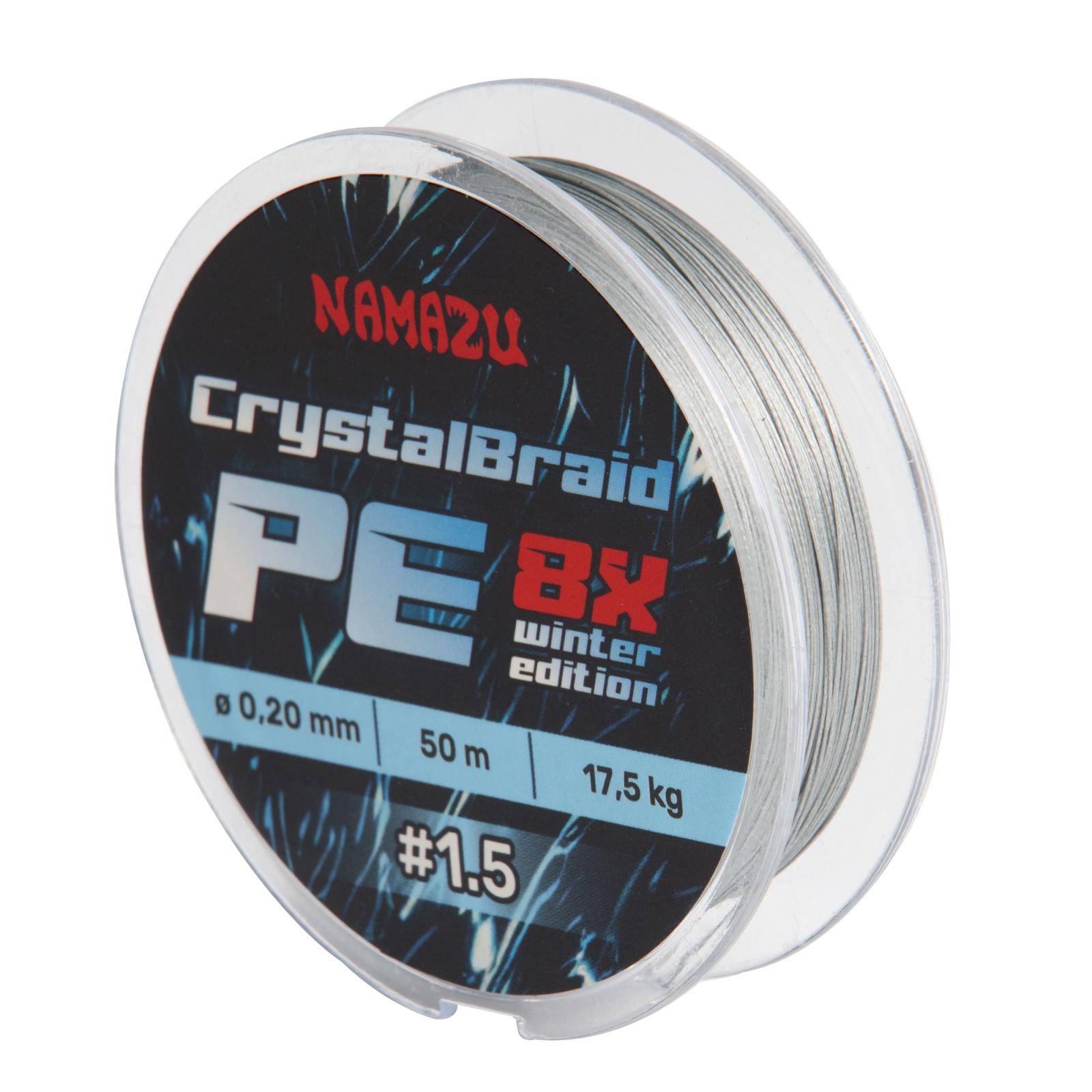 Шнур плетеный Namazu CrystalBraid PE 8Х, #1.5, L-50 м, d-0,20 мм, test-17,5 кг, серый - 2