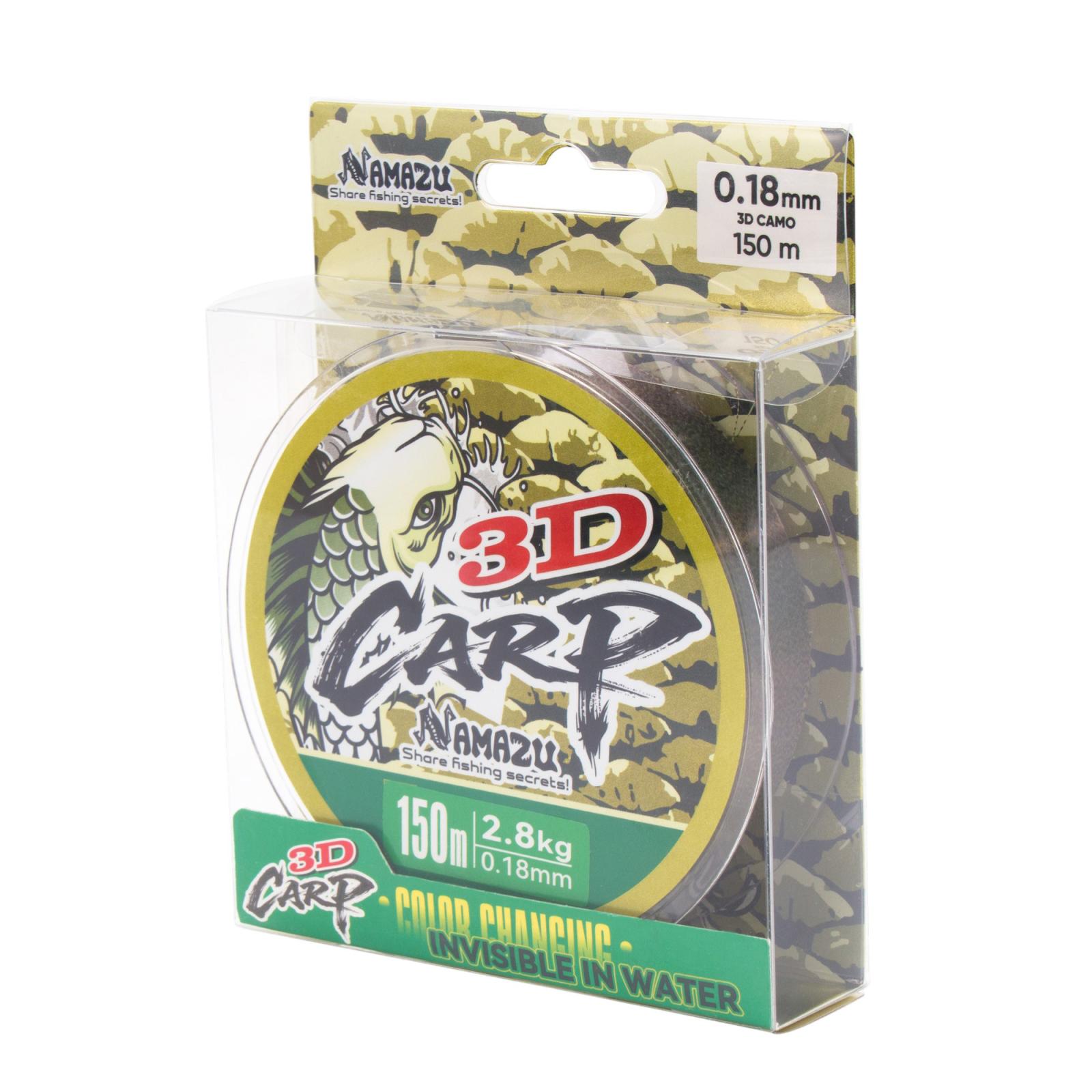 Леска Namazu 3D Carp, L-150 м, d-0,18 мм, test-2,8 кг, 3D Camo - 4