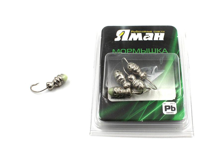 Мормышка "ЯМАН" шмель с отв.,цв.NL, с фосф. пяткой, вес 1,2 г (уп. 5 шт.)