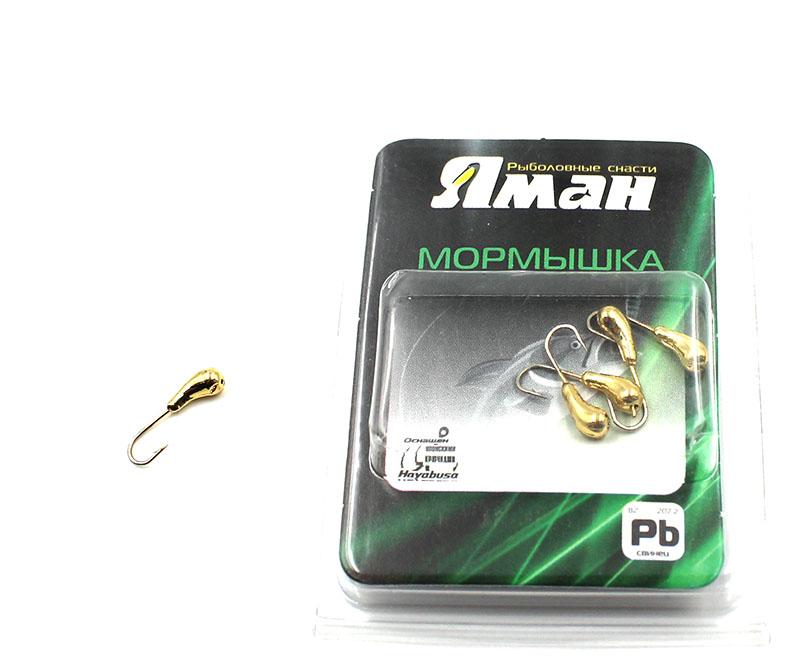 Мормышка "ЯМАН" уралка с отв.,цв.GOLD PLATED, d 4, вес 0,5 г (уп. 5 шт.)